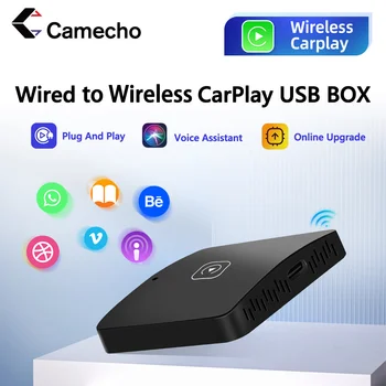 Camecho Carplay Ai Box Безжичен адаптер за кола CarPlay Apple Wireless Carplay Dongle Plug и Play Kia VW, Toyota, Peugeot, Volvo