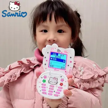K688 Kawaii Sanrioed Hello Kitty Флип Телефон Карикатура Сладък Taiml Мини-Телефон за детски играчки, Подаръци За Рожден Ден, Коледа Празничен подарък