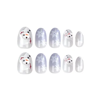 Привкус на изкуствени нокти за жени с принтом снежинки, синьо-бяло, за многократна употреба на изкуствени нокти за салонных експерти и наивни жени